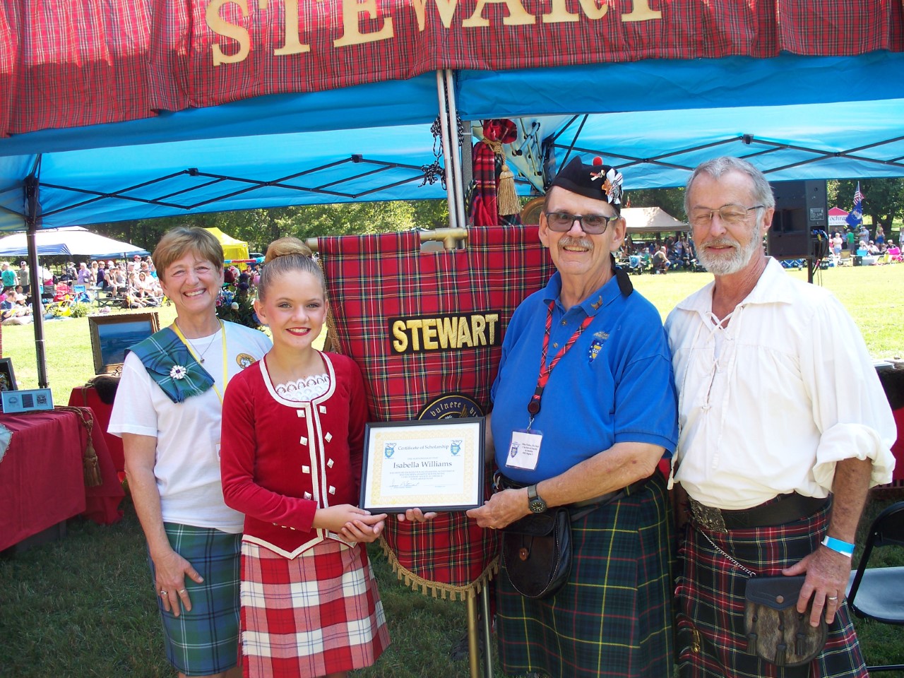 clan members in front of the Clan Stewart tent